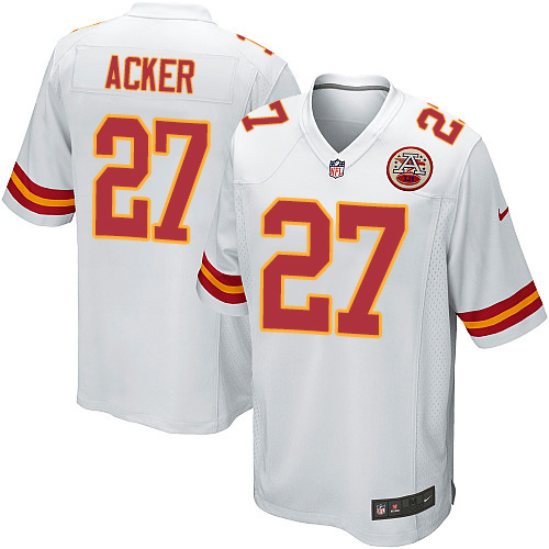 Men's Game Kenneth Acker Nike Jersey White Road - #27 NFL Kansas City Chiefs